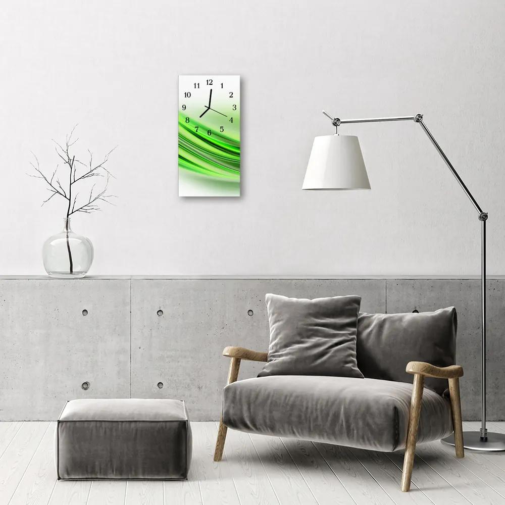 Ceas de perete din sticla vertical Grafică de artă linii verzi