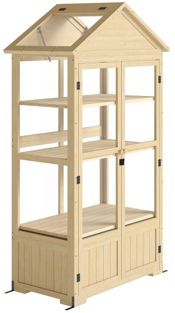 Outsunny Seră, cu Raft, Fereastră Acoperiș, Ușă Închidere, Acrip, Cadru din Lemn, 100 x 56, 5 x 178 cm | Aosom Romania