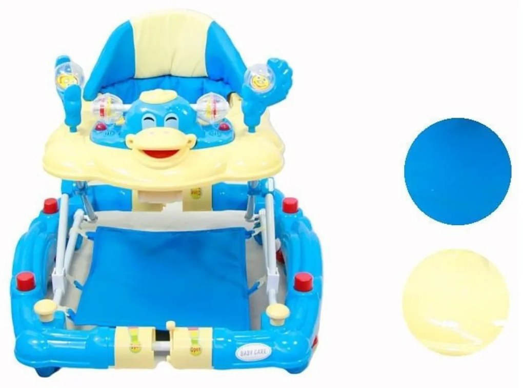 Premergator cu sistem de balansare Baby Care H914 Ratusca, cu melodii, reglabil in 3 trepte de inaltime, Albastru