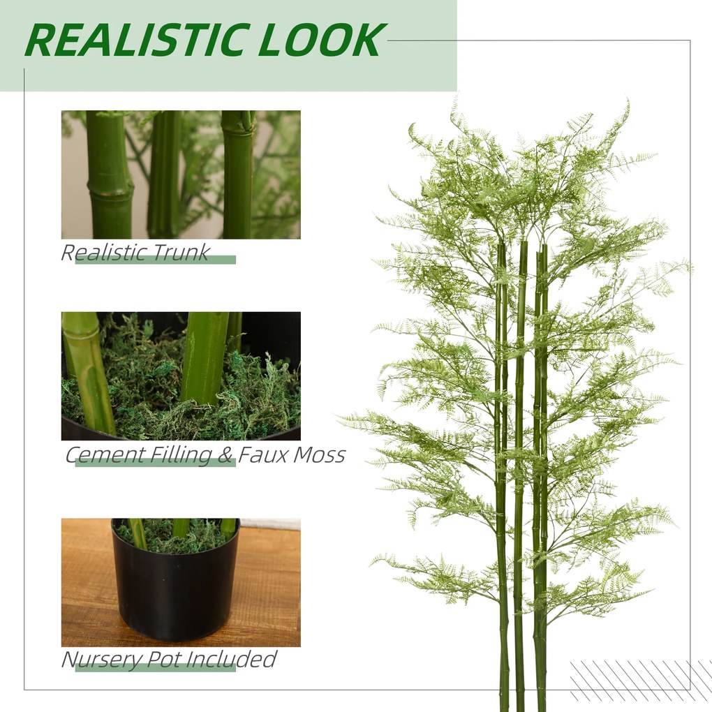 Plante decorative artificiale Feriga Asparagus in ghiveci Plante false pentru decor interior, exterior, 155 cm HOMCOM | Aosom Romania