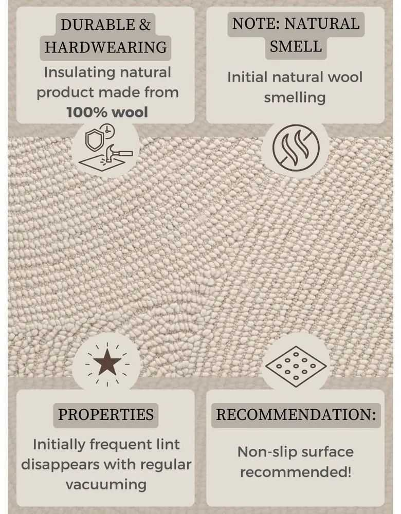 Covor în culoare naturală deschisă țesut manual rotund din lână ø 200 cm Calmio – Hanse Home