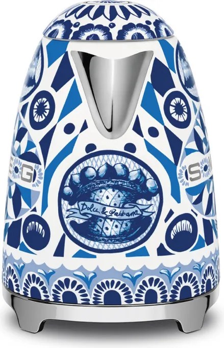 Cana electrica SMEG Dolce & Gabbana KLF03DGBEU, 2400 W, 1,7 l, Baza rotativa la 360°, Finisaj lucios, Albastru mediteranean
