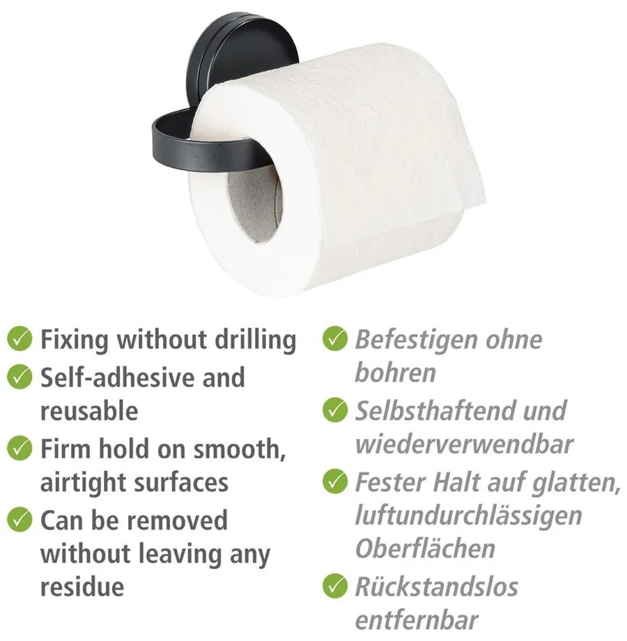 Suport pentru hârtia de toaletă Wenko Static-Loc® Pavia, negru