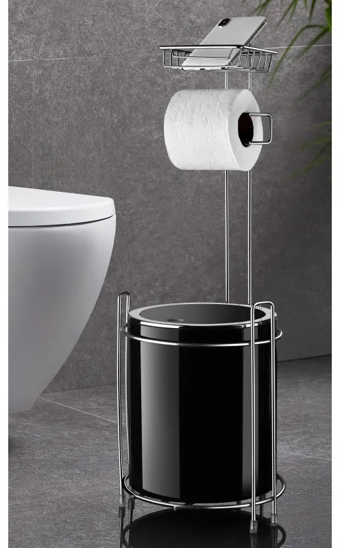 Resigilat: Suport WC cu cos Metalife AKB-755S, 5 litri, 63x21 cm., Suport cromat, Negru