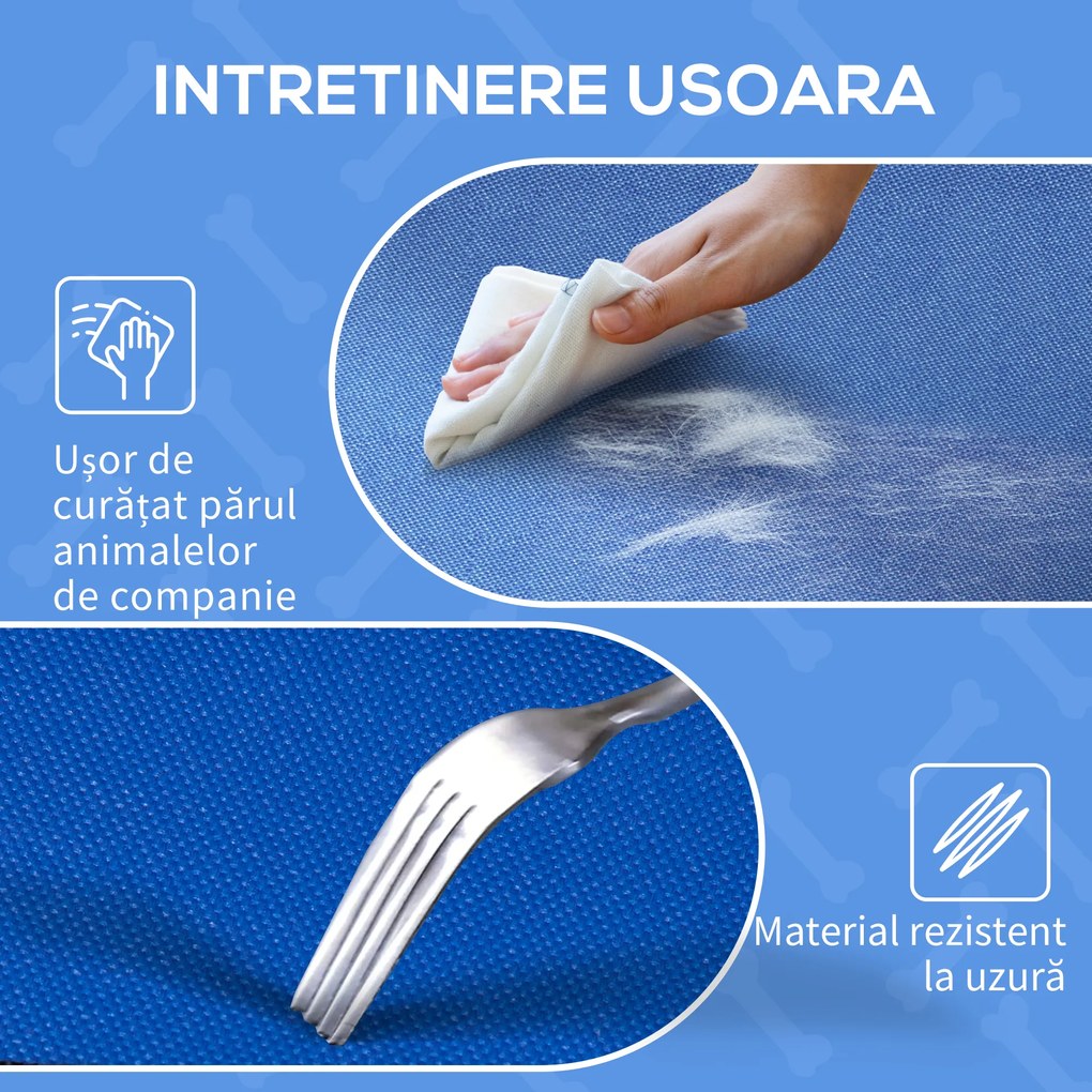 PawHut Pat Ridicat pentru Câini și Pisici cu Cadru Metalic, 76x61x18 cm, Albastru | Aosom Romania