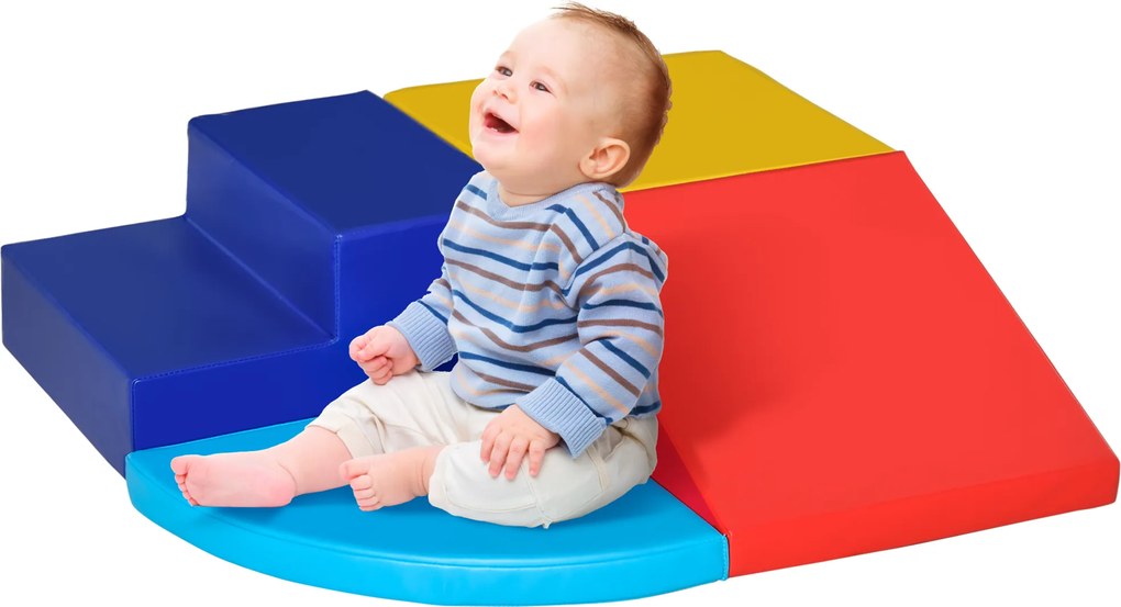 HOMCOM Set de Cuburi Mari de Construit pentru Copii de 1-3 Ani, Jocuri de Construcții Copii, 45x45x25 cm, Multicolor | Aosom Romania
