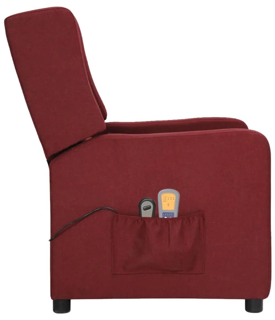 Fotoliu de masaj rabatabil electric, rosu vin, material textil 1, Bordo