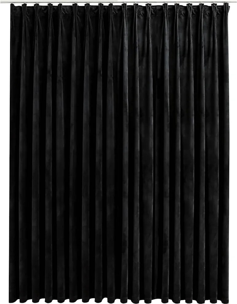 vidaXL Draperie opacă, negru, 290 x 245 cm, catifea, cu cârlige