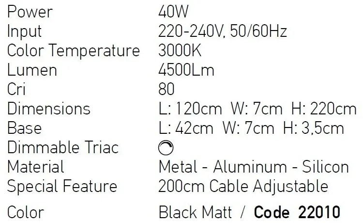 Lustra LED design liniar Eletra negru, L-120cm