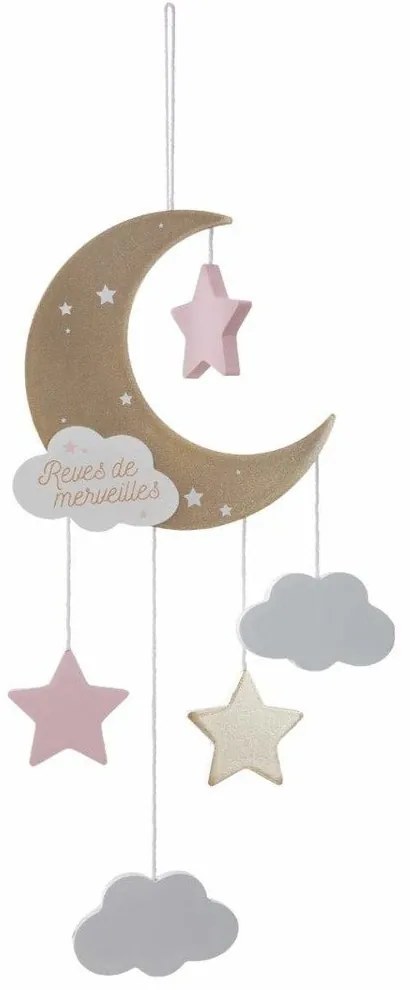 Decorație suspendată pentru copii, motivul lunii și norilor, 43 cm