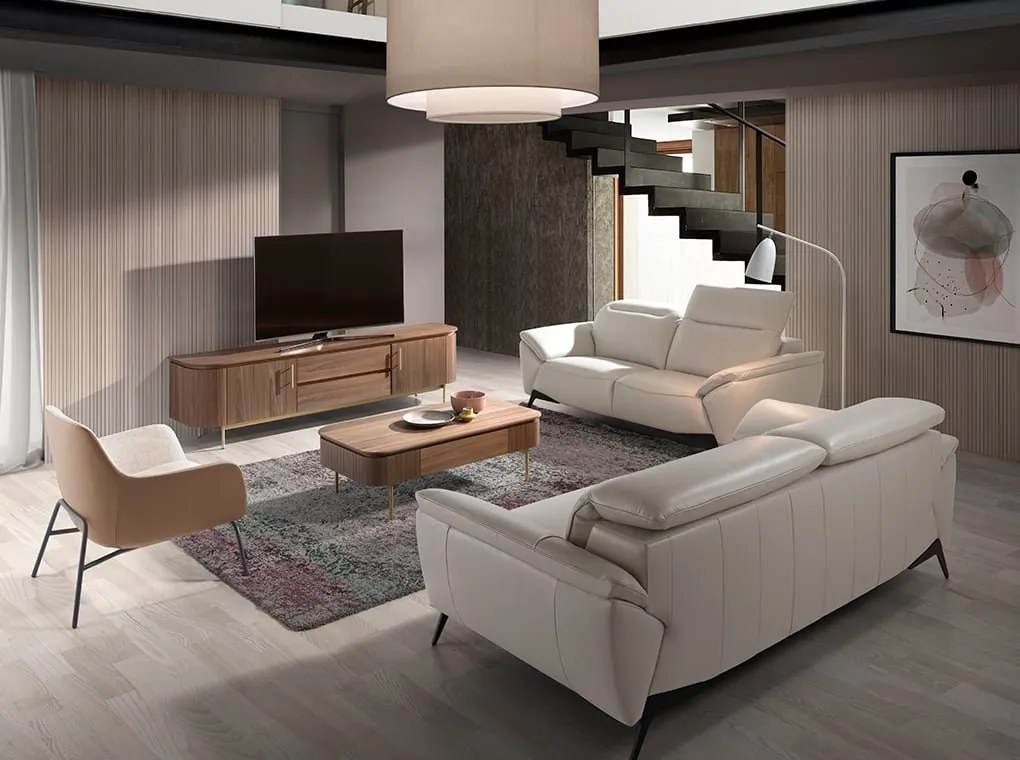 Canapea 2 locuri eleganta, design italian Cowhide leather taupe grey