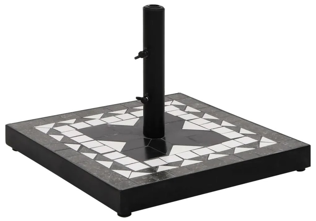 vidaXL Suport umbrelă de soare, negru și alb, pătrat, 12 kg