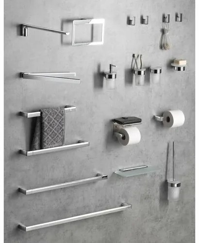 GEDY PI218013 Pirenei suport pentru prosoape 80 x6,6 cm, argintiu