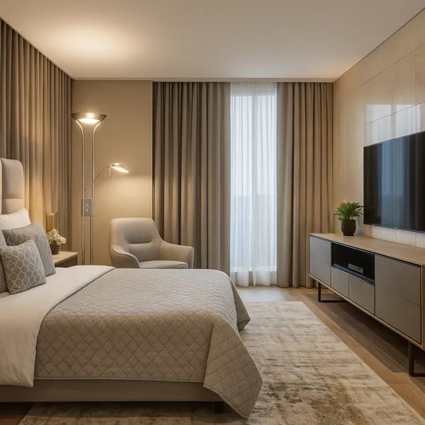 Brilagi - Lampă de podea cu dimmer SCARLETT 1xR7s/230W/230V+1xG9/40W crom mat