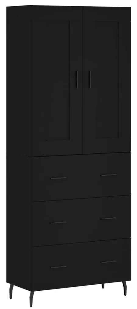 3199762 vidaXL Dulap înalt, negru, 69,5x34x180 cm, lemn compozit