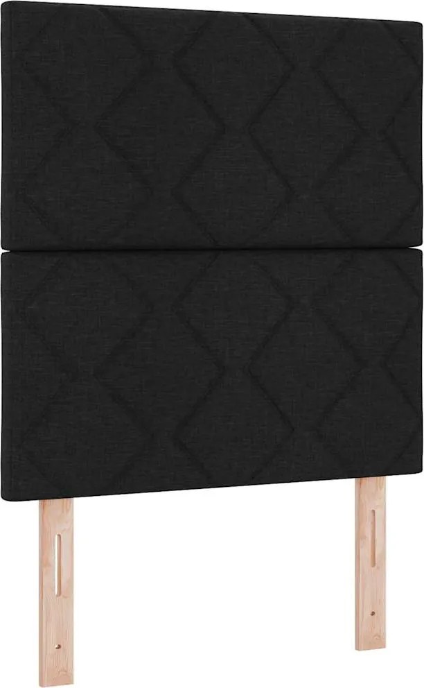 vidaXL Pat cu arcuri cu saltea cu led Negru 80 x 200 cm țesătură