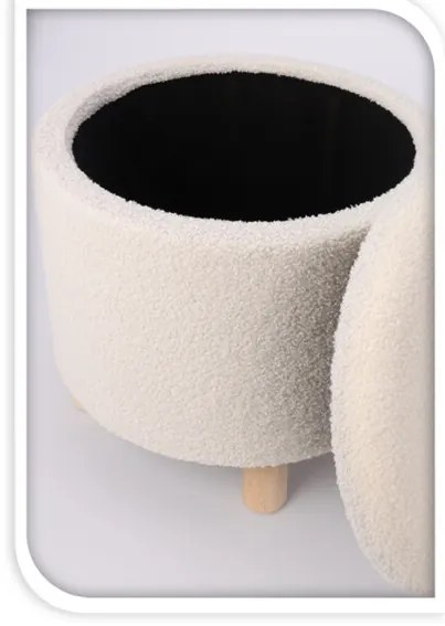 Taburet Teddy, alb