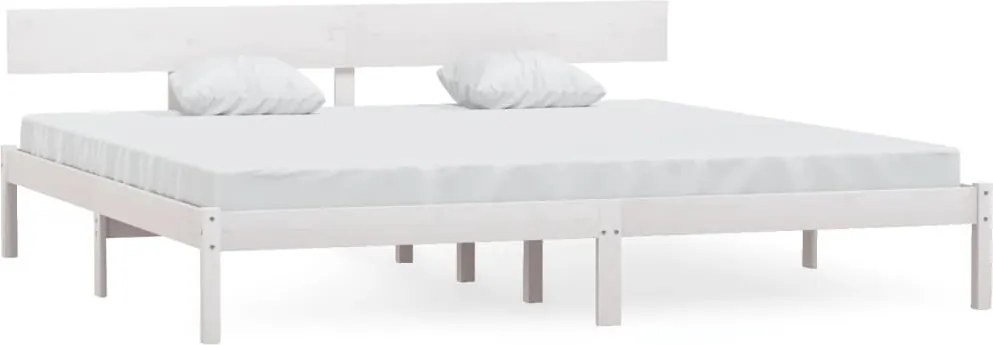 vidaXL Cadru de pat, alb, 200x200 cm, lemn masiv de pin