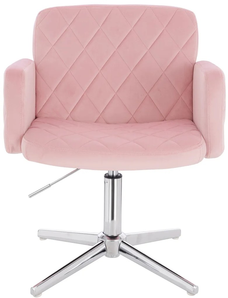 HR802CROSS Scaun Roz Pudra din Catifea cu Bază Cromata