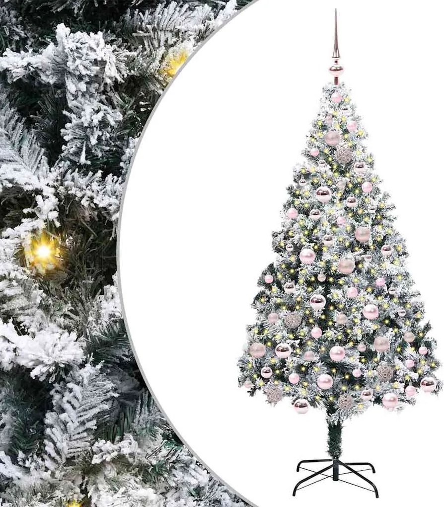 vidaXL Brad de Crăciun artificial Alb 180 cm PVC și Oțel și Plastic