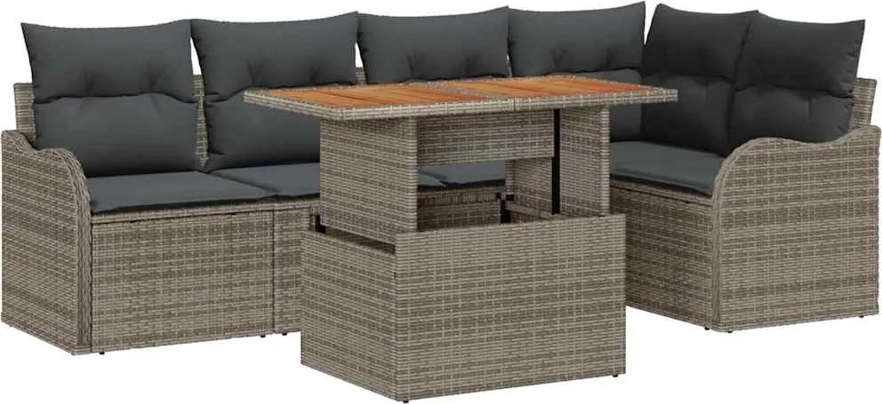 vidaXL Set de canapele pentru grădină 6 pcs Gri Rattan poli