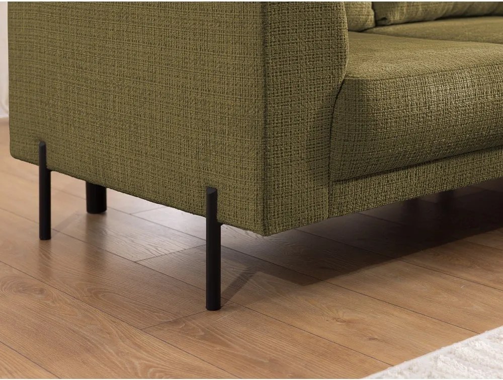 Colțar verde cu tapițerie din chenille (cu colț pe partea dreaptă/în formă de ”L”) Mauris – Ropez