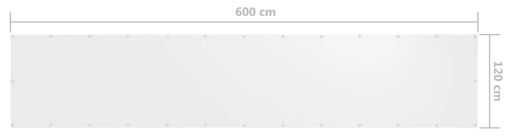 Paravan de balcon, alb, 120 x 600 cm, tesatura oxford Alb, 120 x 600 cm