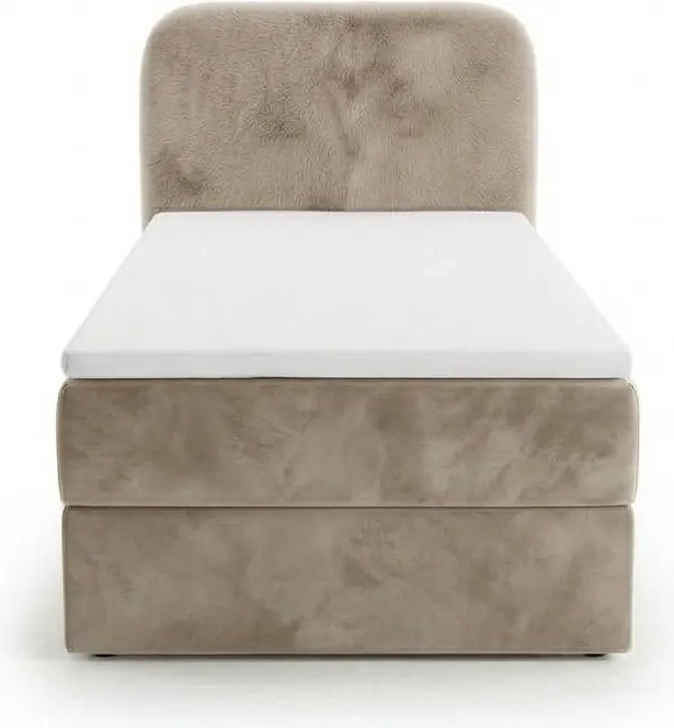 Pat tapițat boxspring FORENA 90x200 cm bej Saltea: Saltea cu arcuri Bonell