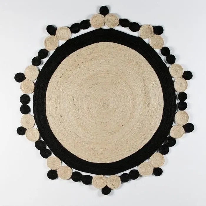 Covor elegant din iuta, realizat manual, DOON 200cm alb/ negru 80917/00 TN