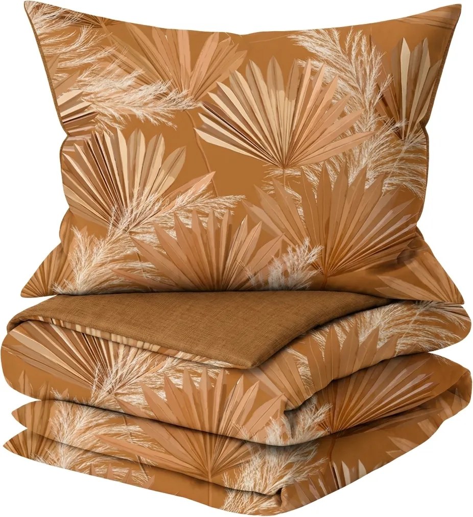 Lenjerie de pat din satin de bumbac ZANZI maro Dimensiune lenjerie de pat: 2 buc 60 x 70 cm | 200 x 200 cm