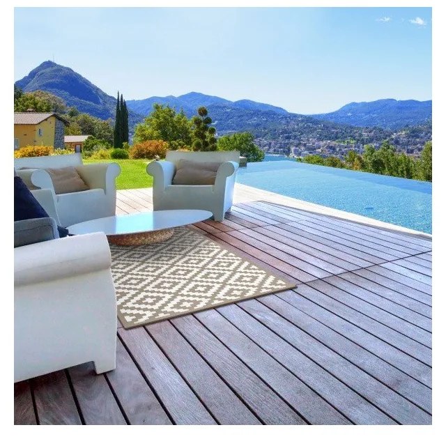 Covor reversibil potrivit și pentru exterior Green Decore Nirvana, 120 x 180 cm, alb - bej