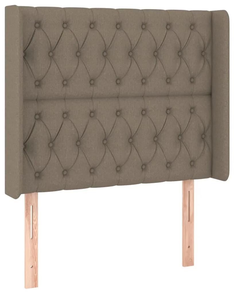 Tablie de pat cu aripioare gri taupe 103x16x118 128 cm textil 1, Gri taupe, 103 x 16 x 118 128 cm