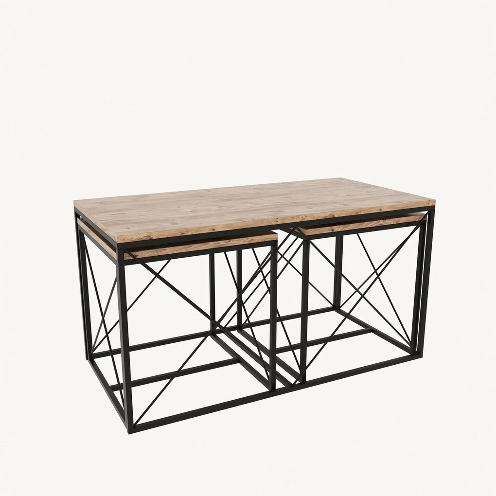 Set măsuță cafea Dolphie (Pin atlantic + Negru). 1073108