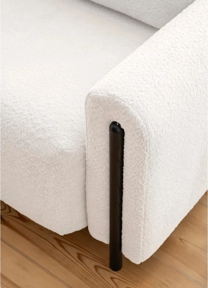 Canapea crem extensibilă/cu spațiu de depozitare cu tapițerie din țesătură bouclé 244 cm Arcadova – ELTAP