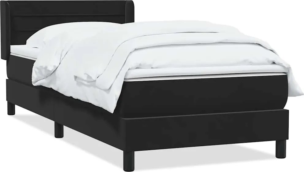 vidaXL Pat box spring cu saltea, negru, 80x220 cm, catifea