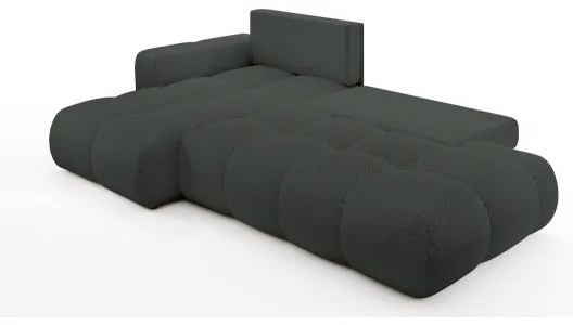 Colțar extensibil tapițat ALMADA, cu spațiu de depozitare, în L, stânga, antracit