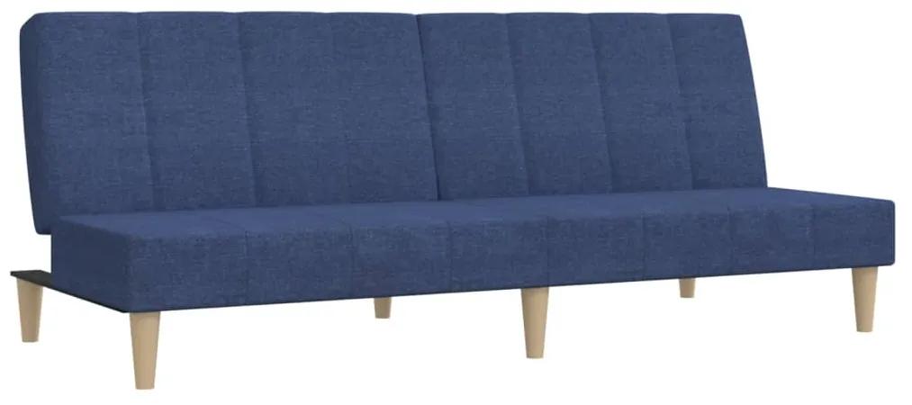Canapea extensibila cu 2 locuri, albastru, textil Albastru, Fara scaunel pentru picioare Fara scaunel pentru picioare