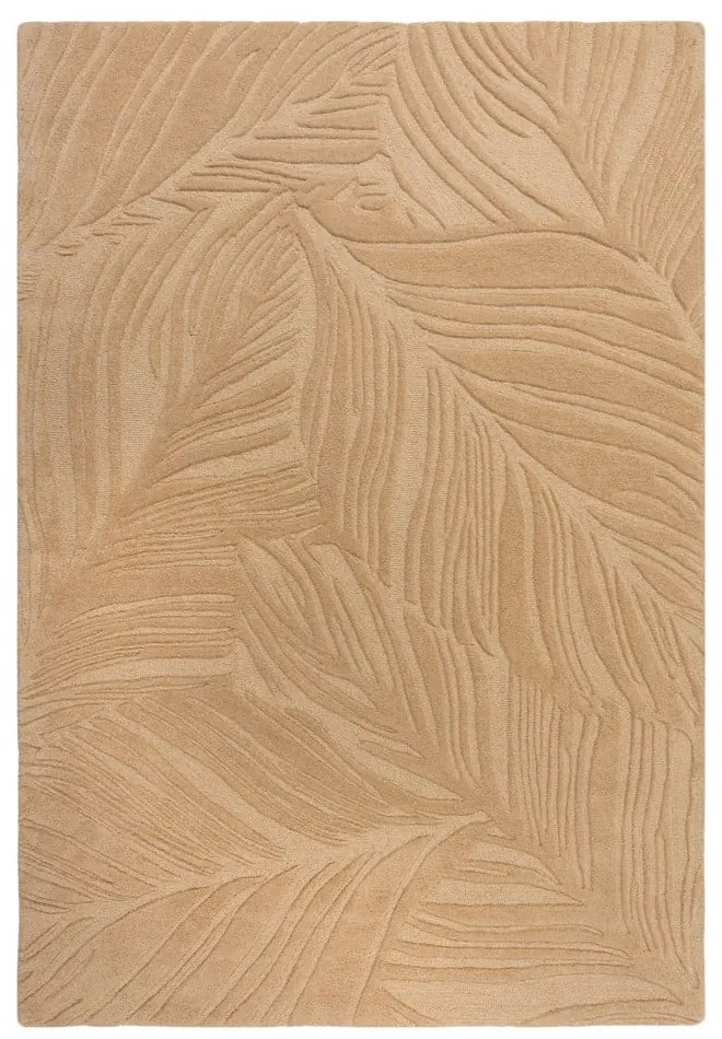 Covor din lână Flair Rugs Lino Leaf, 120 x 170 cm, maro deschis