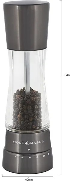 Cole&Mason DERWENT set 2 râșnițe sare și piper, 19 cm, antracit