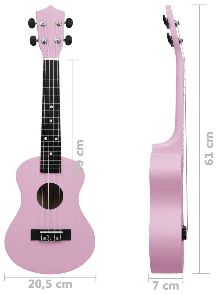 Set de ukulele soprano, pentru copii, cu husa, roz, 23   Roz, 23