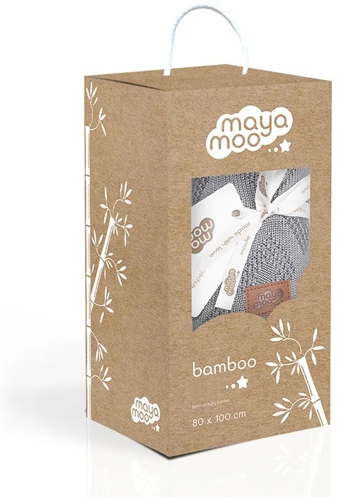 Patura pentru copii tesatura din fibra de bambus Culoare Gri inchis, MAYA MOO DESIGN 04