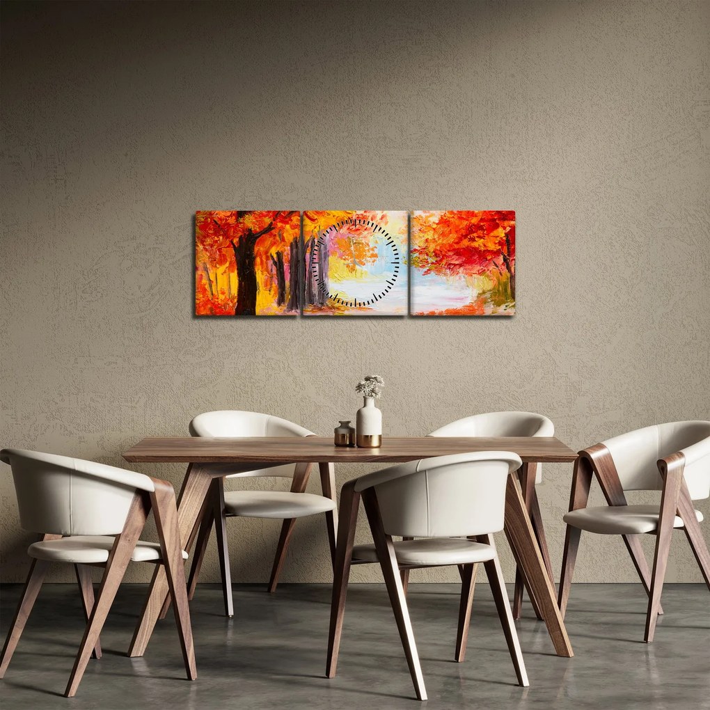 Tablou - Pictura, toamna colorată (cu ceas) (90x30 cm)