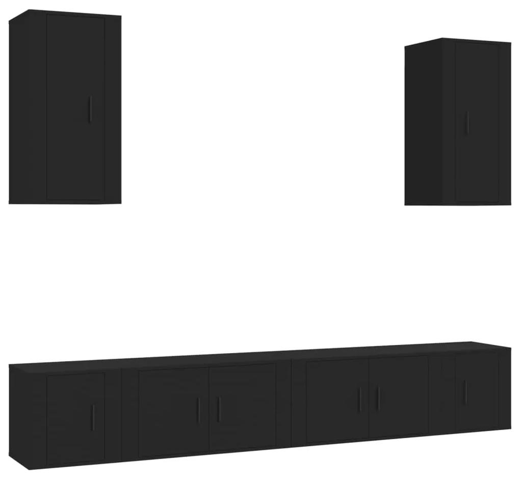 3188687 vidaXL Set dulap TV, 6 piese, negru, lemn prelucrat