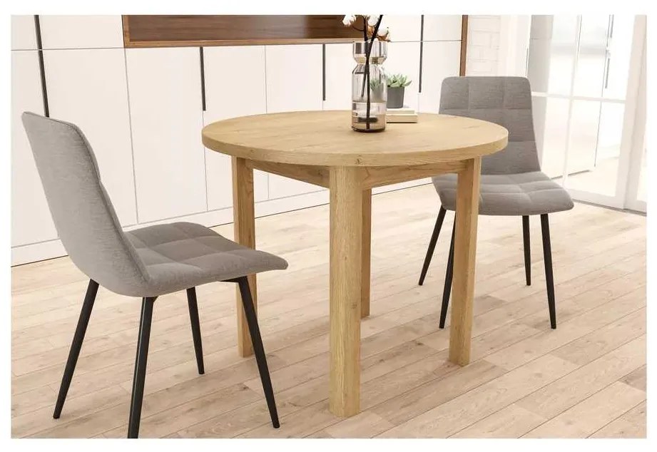 Masă de bucătărie Adam - 80 cm diametru, stejar cremona