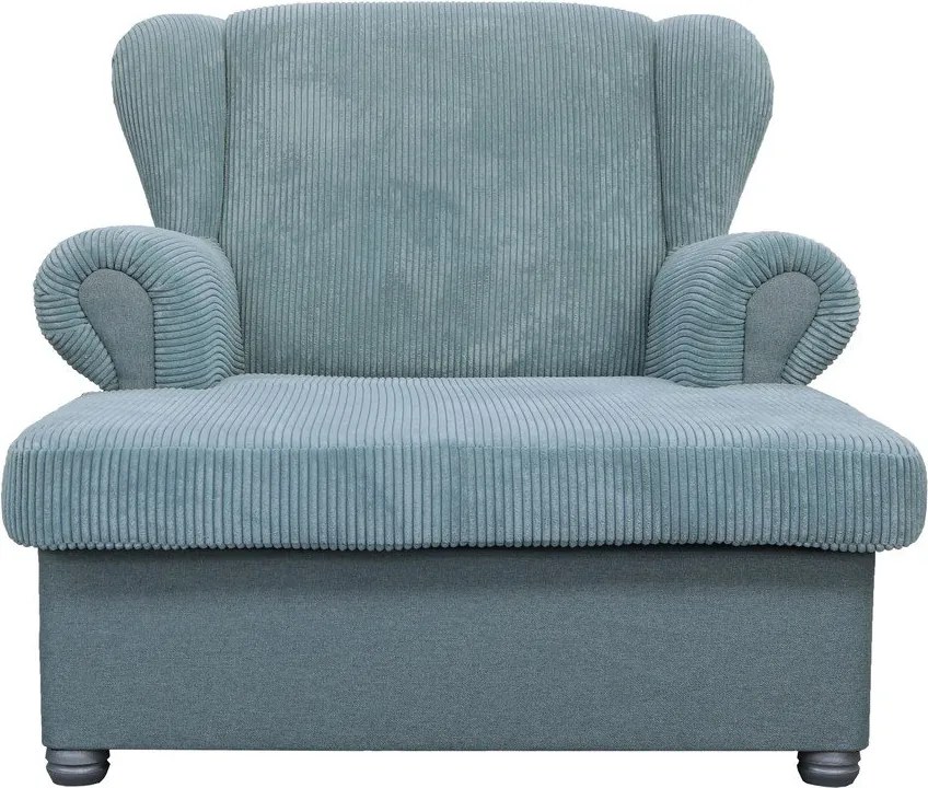 Fotoliu albastru prăfuit cu tapițerie din catifea reiată Lord – Ropez