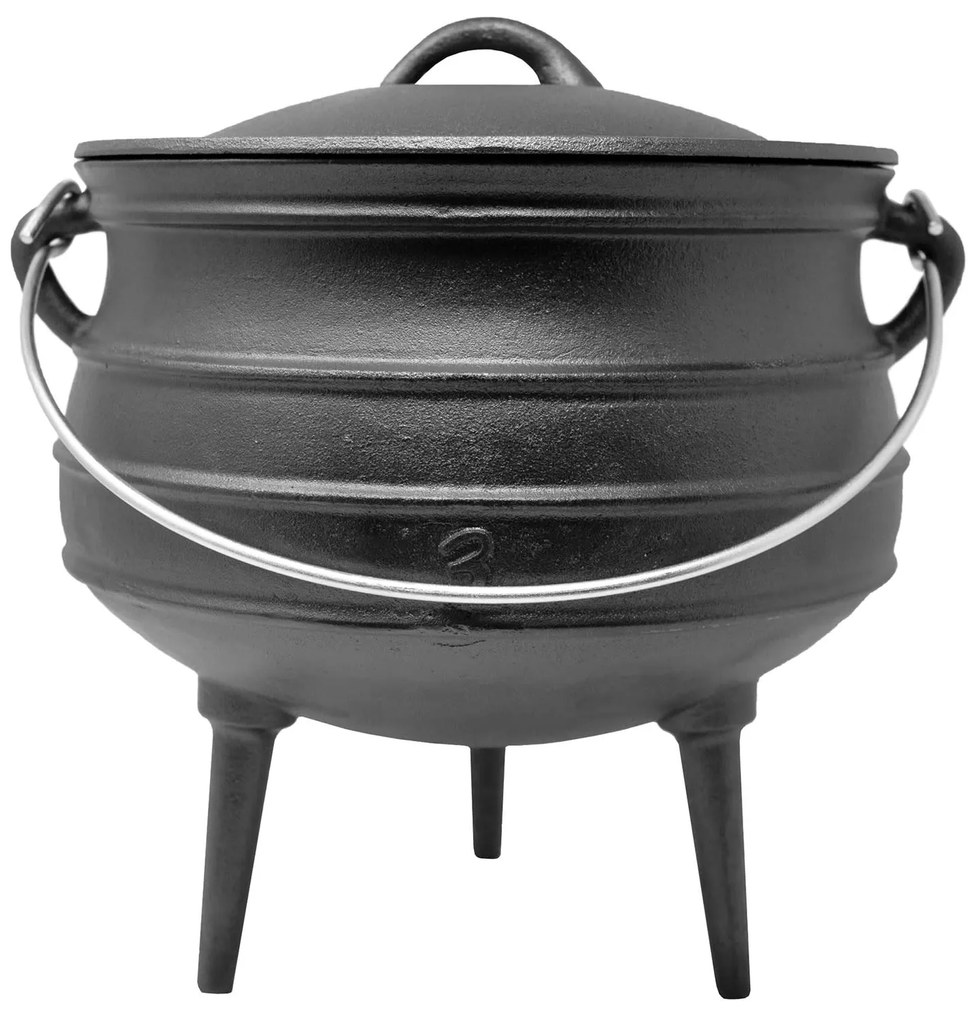 Beefalo, oală din fontă, potjie, marimea L, fontă, rotundă, capac, 8 litri