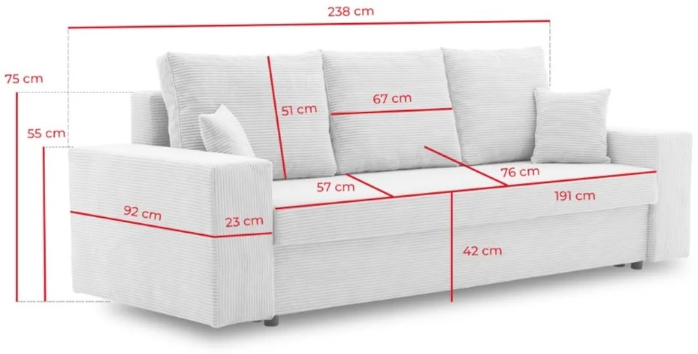 Supermobel Canapea extensibilă VALOR, 238x75x92, poso 05