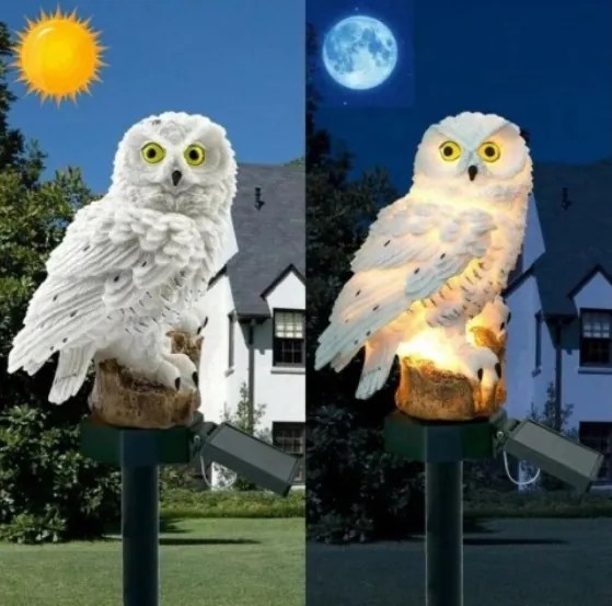 Lampă solară LED pentru grădină - bufniță, 14 cm