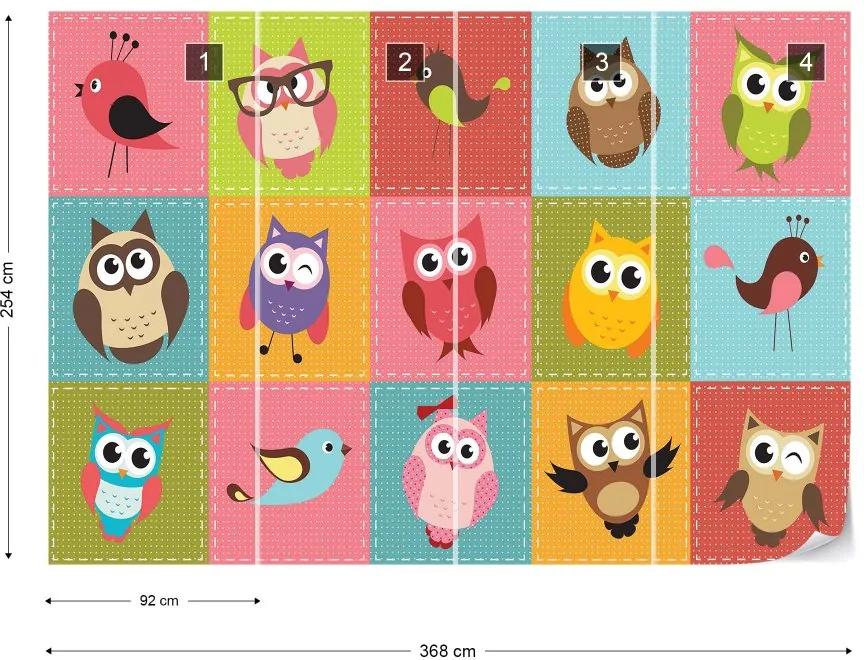 Fototapet GLIX - Kid'S Cartoon Owls + adeziv GRATUIT Papírová tapeta  - 368x254 cm