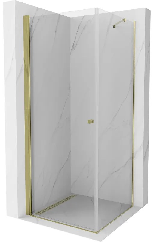 Mexen Pretoria cabină de duș pivotantă 90 x 90 cm, transparent, auriu - 852-090-090-50-00
